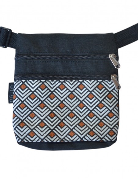 Belt Bag 2 pockets "rombos" orange black - KAUAI