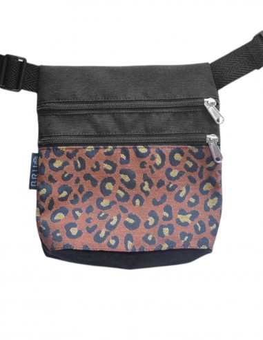 Waist Bag 2 pockets "leopard" black - KAUAI