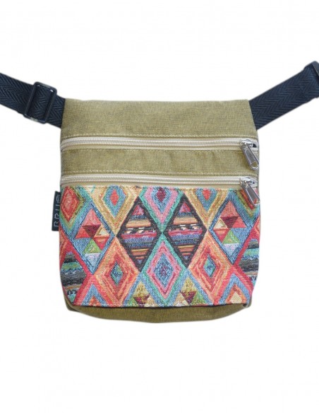 Belt Bag 2 pockets "rombos" mustard