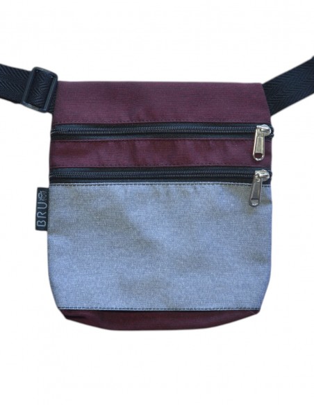 Belt Bag 2 pockets grey burgundy