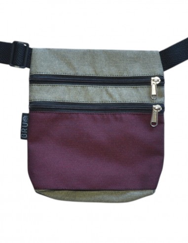 Waist Bag 2 pockets burgundy beige - KAUAI