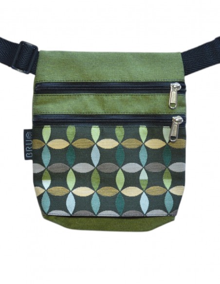 Belt Bag 2 pockets "hojas" green