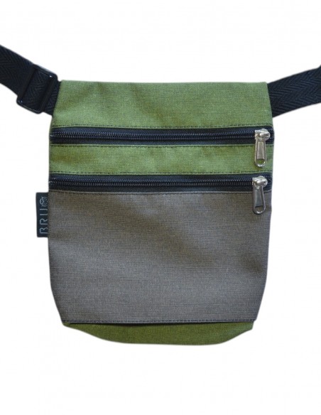 Belt Bag 2 pockets taupe green