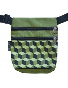 Belt Bag 2 pockets "cubos" green