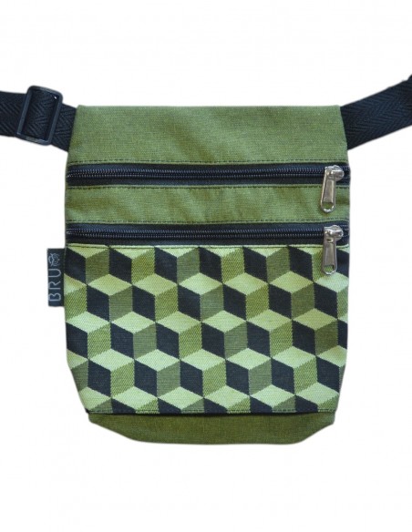 Belt Bag 2 pockets "cubos" green