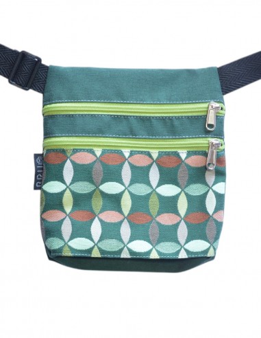 Belt Bag 2 pockets "hojas" dark green