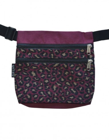 Ronyonera 3 butxaques "leopard" granat