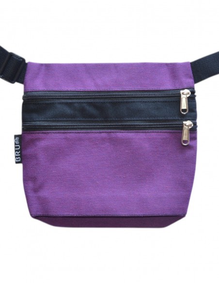 Sac ceinture 3 poches noir lilas