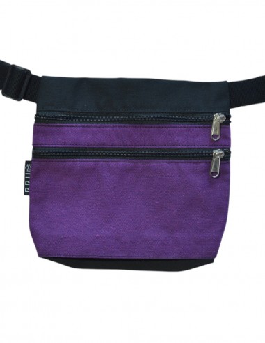 Sac ceinture 3 poches lilas noir