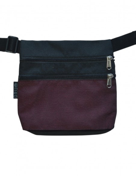Sac ceinture 3 poches bordeaux noir