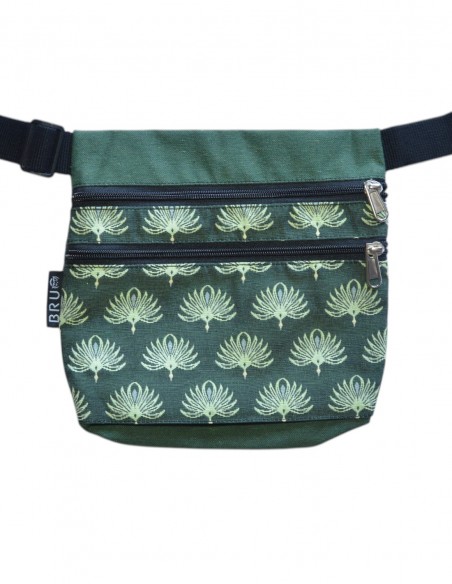 Sac ceinture 3 poches "aves" vert