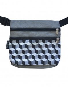 Bag belt 3 pockets "cubos" grey