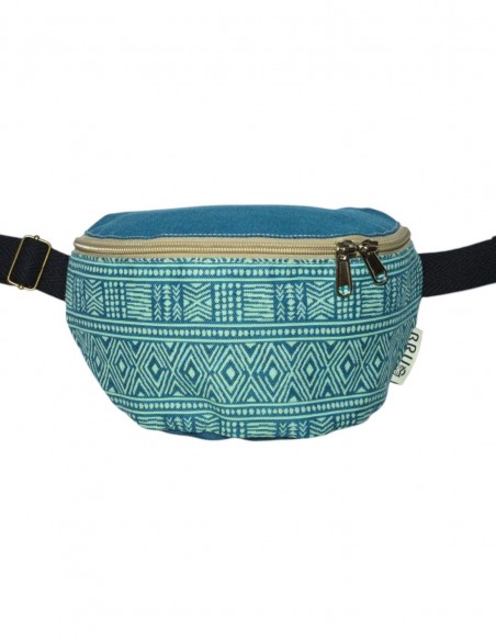 Crossbody belt bag with 2 pockets "etnic" blue