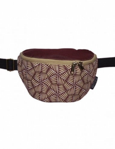 Riñonera bandolera 2 bolsillos palillos granate