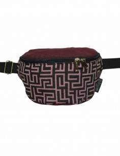 Crossbody belt bag with 2 pockets "laberint" burgundy