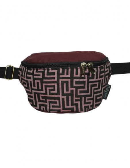 Crossbody belt bag with 2 pockets "laberint" burgundy
