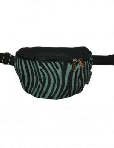 Crossbody belt bag with 2 pockets "cebra" green black