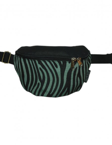 Crossbody belt bag with 2 pockets "cebra" green black
