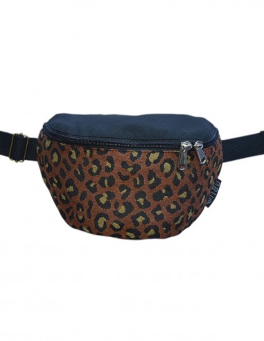 Crossbody belt bag with 2 pockets "leopard" black