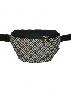 Crossbody belt bag with 2 pockets "rombos" orange black