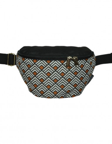 Crossbody belt bag with 2 pockets "rombos" orange black