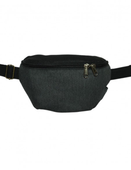 Riñonera bandolera 2 bolsillos gris negra