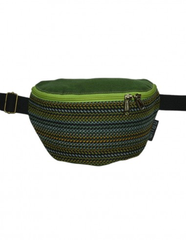 Crossbody belt bag with 2 pockets "rayas" green