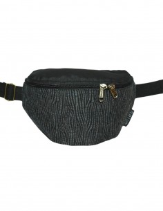 Riñonera bandolera 2 bolsillos cebra fina negra