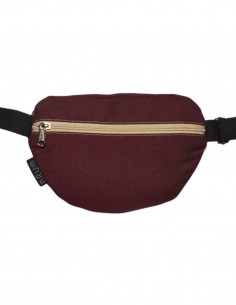 Crossbody belt bag with 2 pockets beige burgundy 2