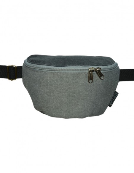 Crossbody belt bag with 2 pockets grey