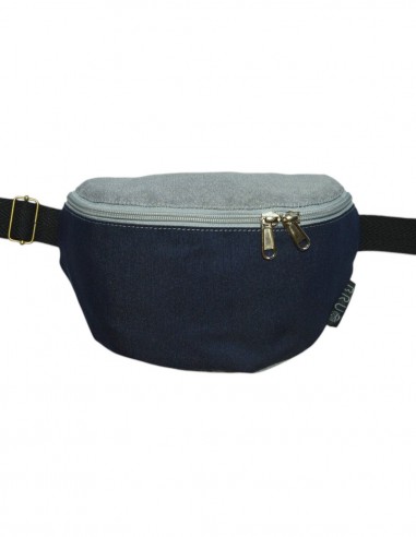 Crossbody belt bag with 2 pockets blue grey