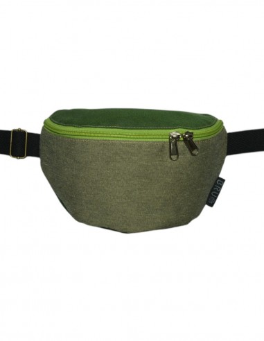 Crossbody belt bag with 2 pockets beige green