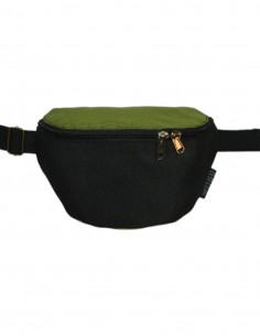 Crossbody belt bag with 2 pockets black green