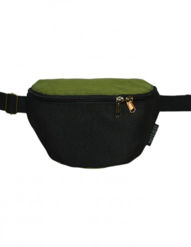 Crossbody belt bag with 2 pockets black green