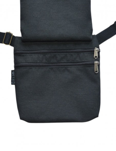 Double belt bag 3 pockets black abierto