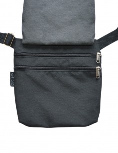 Double belt bag 3 pockets grey black 2