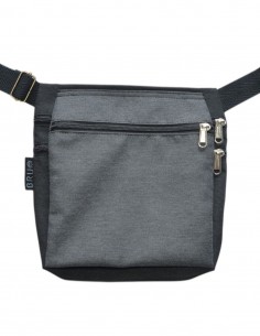 Double belt bag 3 pockets grey black