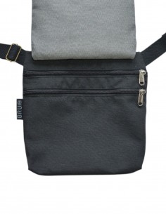 Double belt bag 3 pockets light grey black 2