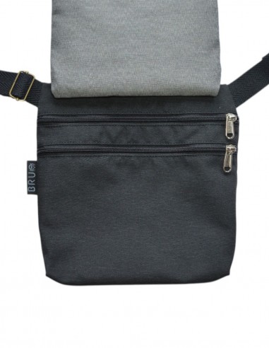 Double belt bag 3 pockets light grey black abierto