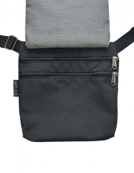 Sac banane double 3 poches gris clair noire abierto