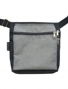 Double belt bag 3 pockets light grey black