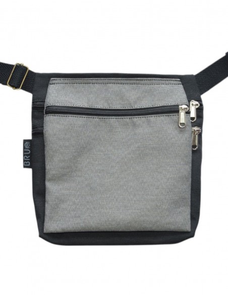 Double belt bag 3 pockets light grey black
