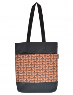 Tote bag con bolsillo abanicos naranja, negra - CHIPRE