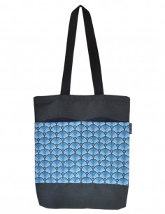 Tote bag con bolsillos abanicos azul, negra - CHIPRE