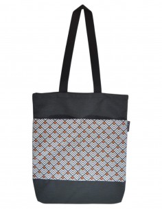 Tote bag amb butxaques "rombos" taronja, negra – CHIPRE