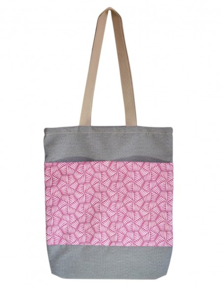 Tote bag amb butxaques "pali" rosa, gris – CHIPRE