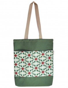 Tote bag amb butxaques "flores" verd – CHIPRE