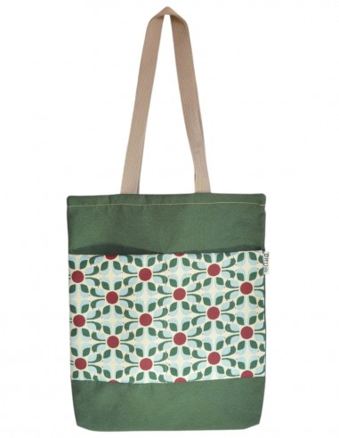 Tote bag avec poches "flores" vert – CHIPRE