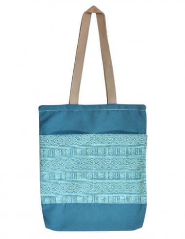 Tote bag amb butxaques "etnic" turquesa – CHIPRE