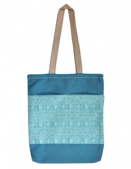 Tote bag amb butxaques "etnic" turquesa – CHIPRE